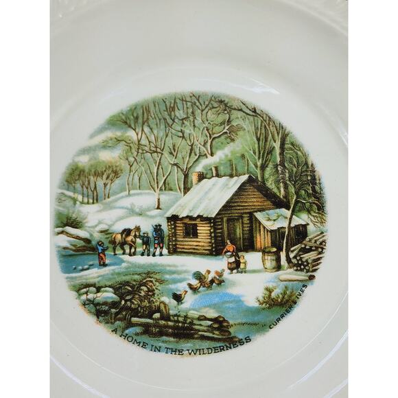 Harkerware Bread Plate Currier & Ives 6 1/4" Countryside Winter Scene USA x 5 - Picture 7 of 16